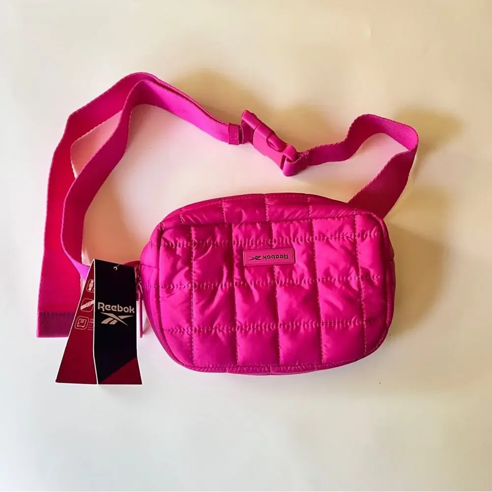 Reebok Trendy Fashionable Quilted Lightweight  Pink Fanny Pack Case Sz 1.6 L NWT